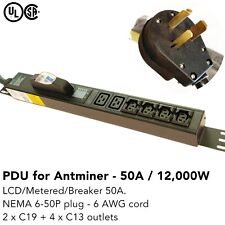 LCD Metered/Breaker Mining PDU 240V 50A Nema 6-50P 2x C19 4x C13 Cord 6.5F long picture