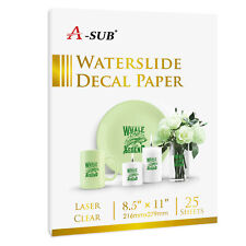 A-SUB CLEAR Waterslide Paper for Laser Printer 25PK Water Slide Decal Transfer picture