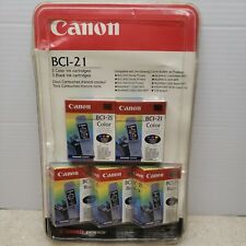 Lot of 5 Genuine Sealed OEM Canon BCI-21 Ink Cartridges 2 Color and 3 Black New picture