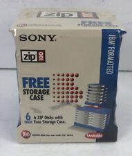 New SONY ZIP-100CF Zip Drive 100MB Disk 6 Pack LOT IBM Formatted SEALED NOS NIP picture