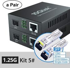 A Pair of BIDI Gigibit SFP Switch to RJ45 Media converter With SFP Module 20KM picture