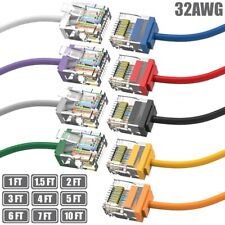 1-10FT Cat6A RJ45 Super Slim Network LAN Ethernet Patch Cable UTP 32AWG Gold picture