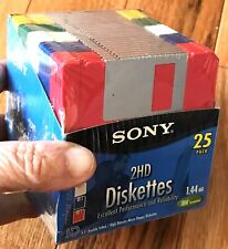 SONY 2HD 1.44MB 3.5 In Double Sided Floppy Diskettes 25 Pack Sealed Never Opened picture