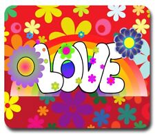 Flower Power LOVE Retro 60's 70's Groovy ~ Mouse Pad / Mousepad ~ Great Gift picture