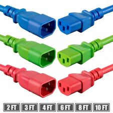 2 3 4 6 8 10FT Power Cable Extension Cord IEC 60320 C14 Male to C13 Female 18AWG picture