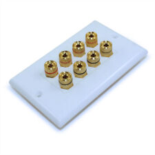 Wall plate  4 Speaker (8 input jacks) for Banana Plugs Gold Plate White picture