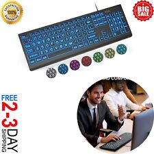 Large Print Backlit Keyboard, Wired USB Lighted Computer Keyboards with 7-Color picture