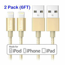 2X Lightning Cable 6Ft iPhone iPad iPod Charger Cord MFi Certified Nylon Gold picture