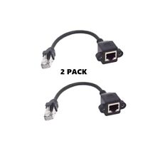 2Pack 1ft RJ45 Cable Male To Female Screw Panel Mount Ethernet LAN Network picture