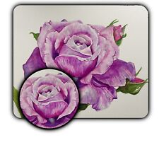 Purple Flower Painting Art - Mouse Pad + Coaster - 1/4