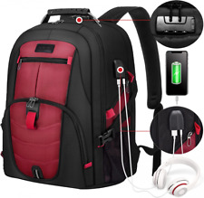Travel Laptop Backpack Waterproof Anti Theft with Lock 17 inch, Red  picture