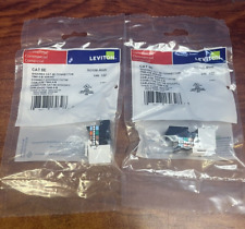 (2) Leviton 5G108-RW5 Gigamax Cat 5E Connector T568 A/B Wiring White picture