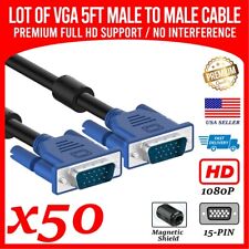 Lot of 50 VGA Video Cable 5ft 1080p HD Male to Male Monitor Laptop PC Computer picture