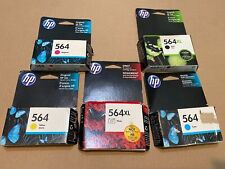 LOT OF 5 GENUINE HP 564 INK CARTRIDGES 564 XL PHOTO CYM AND BLACK XL C4-3(17) picture