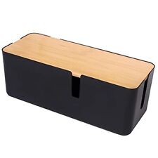 Cable Management Box with Bamboo Lid Small Cable Organizer Box for Extension ... picture