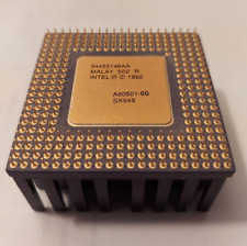 Vintage 1992 Intel Pentium 60Mhz CPU P60 A80501-60 SX948 Gold Top + Heatsink picture