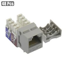 48 Pcs Cat5E RJ45 Ethernet LAN Network Keystone Jack 110 Punch Down Snap-in Gray picture