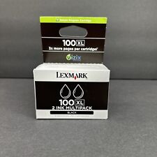 Genuine Lexmark 100 XL - 2 Pack Black Ink Cartridge New Sealed OEM Printer picture