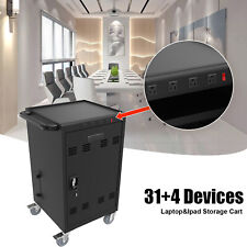 35 Device Mobile Charging Cart Storage Cabinet With Lock Key 2 Locking Casters picture