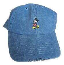 Disney Parks Mickey Mouse Strap Back Blue Denim Embroidered Baseball Hat Cap picture