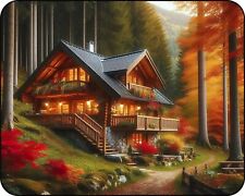 Beautiful Cabin in the woods.trees colorful Photo Art Designs  Mouse Pad picture