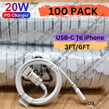 100X Lot PD Fast Charger Cable 3FT/6FT Type USB C to iPhone 14 13 12 11 Pro XR 8 picture