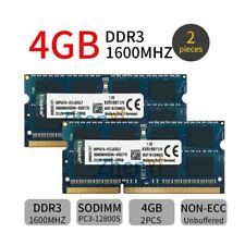 Kingston 8GB 2x 4GB 1600MHz PC3-12800S KVR16N11/4 SODIMM Laptop Memory SDRAM BT picture