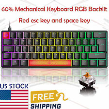 Computer 60% Mechanical Gaming Keyboard Mini Wired USB RGB Backlit Brown switch picture