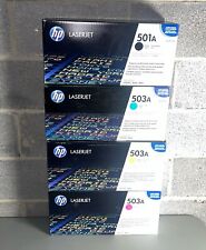 Set of 4 New Sealed HP 501A + 503A Black Magenta Cyan Yellow Toner CP3505 3800 picture