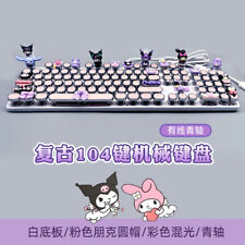 Cartoon Kuromi Melody Cinnamoroll Wired Qing Axis 104 Keys Mechanical Keyboards picture