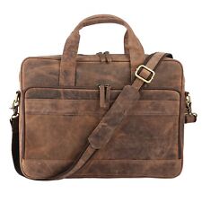 Buffalo Leather Laptop Messenger Satchel Briefcase Office College Bag for Gift picture