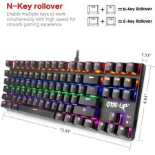 Mechanical Gaming Keyboard Rainbow Backlit Metal Keyboard 87 Key Blue Switches picture
