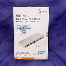 j5create USB-C Dual HDMI Mini Dock - Ethernet / USB 3.1 HUB / PD 2.0 picture