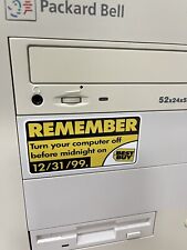 REMEMBER Turn Your Computer Off Best Buy Y2K Case FLAT Sticker Retro 586 PC Bug picture