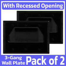 2 Pack Recessed Pass-Through Wall Plate 3 Gang Low Voltage Cable Faceplate Black picture