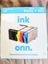 ONN Ink Cartridges, HP 902XL Black + 902 Cyan, Magenta, Yellow 4 Cartridges NEW picture