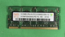 HYNIX 512MB PC2-5300S DDR2 LAPTOP MEMORY 2RX16 HYMP564S64CP6-Y5 AB picture