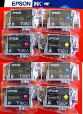 TWO Sets of 4 SEALED BAG Epson 60 Ink Cartridges T0601 T0602 T0603 T0604 picture