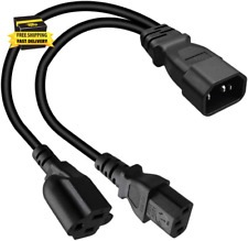 Tops C14 to C13+NEMA 5-15R Y Splitter Power Plug Cord,Single IEC 320 C14 Male to picture