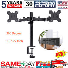 27'' DUAL ARM TV LCD MONITOR DESK MOUNT BRACKET ARTICULATING SWIVEL picture