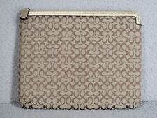 Coach Tablet Sleeve Case Zip Top Signature C's Beige And Gold Leather Trim picture