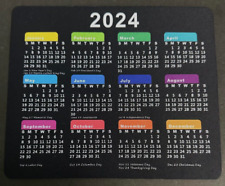 2024 Calendar Mouse Pad Black Monthly Holidays listed Gaming Computer Gamer NEW picture