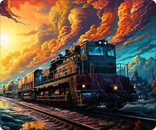 NIght Train Locomotive  Freight Hauling   Mousepad Computer Mouse Pad  7 x 9 picture