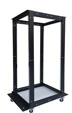 27U Rack Enclosure - 4 Post Open Frame - Adjustable Depth - Casters picture