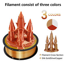 Kingroon Tricolor 1KG 1.75 mm PLA Silk Filament Triple Colour Rainbow 3D Printer picture