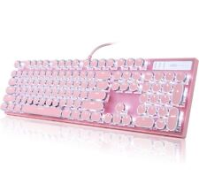 Camiysn Typewriter Style Mechanical Gaming Keyboard, Pink Retro Punk Gaming K... picture