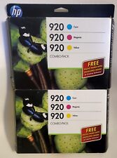 2x HP 920 Combo Pack Tricolor Ink Cartridges + Photo Paper Brand New Sealed 2014 picture