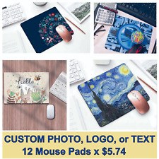 1 Dozen (12)  Custom Printed MOUSE PADS - Any PHOTO, LOGO, or TEXT picture