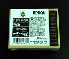 07-2023 Opened Bag Never Used Genuine Epson Pro 3800 3880 Photo Black T5801 Ink picture