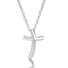Sterling Silver & Cubic Zirconia Cross Necklace picture